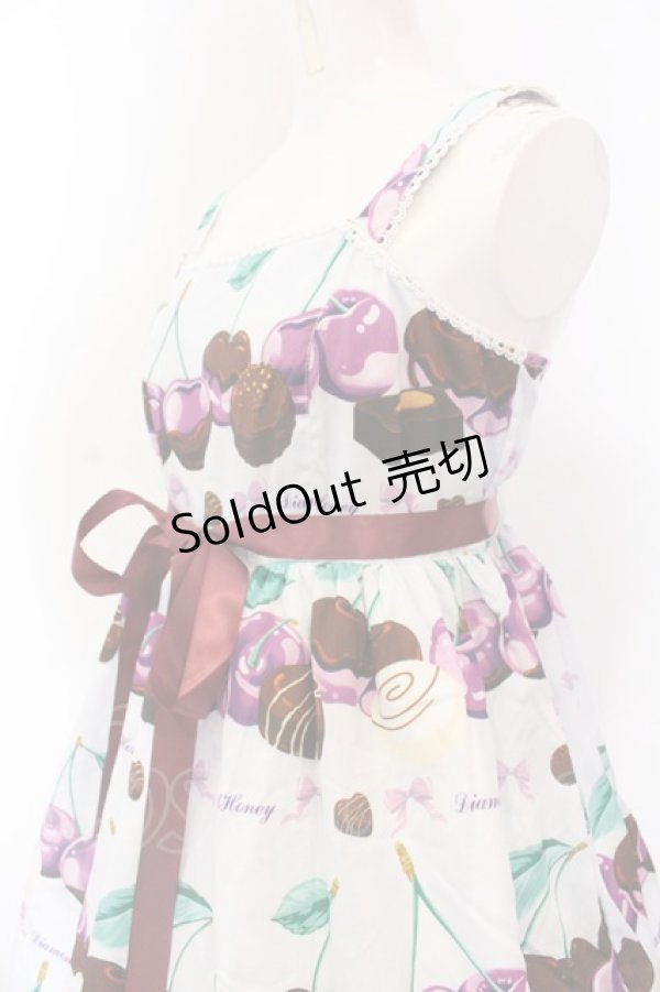 画像2: 【SALE】（海外ロリィタブランド）Diamond Honey / チョコレートチェリージャンパースカート  サックス×パープル O-25-02-27-1091-LO-OP-IG-ZT024 (2)