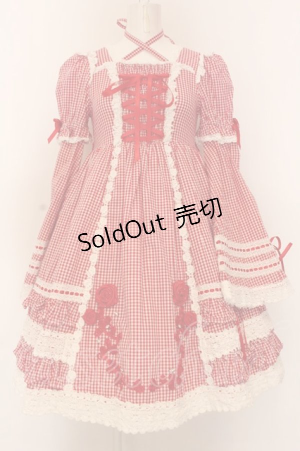画像1: BABY,THE STARS SHINE BRIGHT / ギンガムチェック巻きバラドールワンピースセット  えんじ O-25-02-27-1015-BA-OP-IG-OS (1)