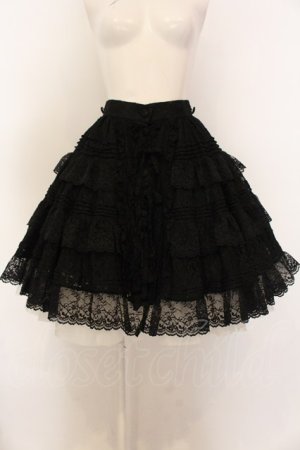 画像: metamorphose / 総レースティアードリボンスカート  クロ O-25-02-27-1019-ME-SK-OW-OS