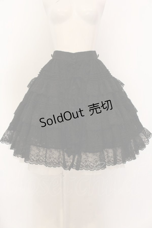 画像1: metamorphose / 総レースティアードリボンスカート  クロ O-25-02-27-1019-ME-SK-OW-OS (1)
