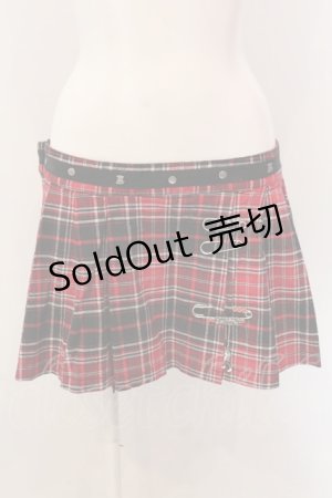 画像: Emily The Strange / アイコンスタッズタータンミニスカート  レッドチェック O-25-02-27-010-PU-SK-IG-OS