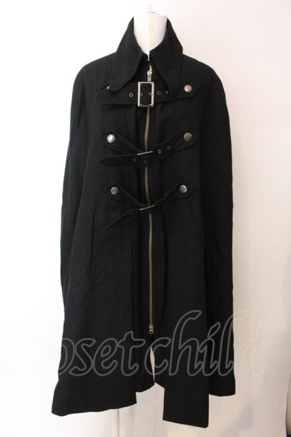 画像1: BPN FOR MEN / ベルテッドロングマント M ブラック O-25-02-27-025-GO-CO-IG-C056 (1)
