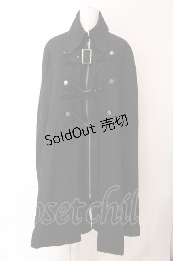 画像1: BPN FOR MEN / ベルテッドロングマント M ブラック O-25-02-27-025-GO-CO-IG-ZT-C056 (1)