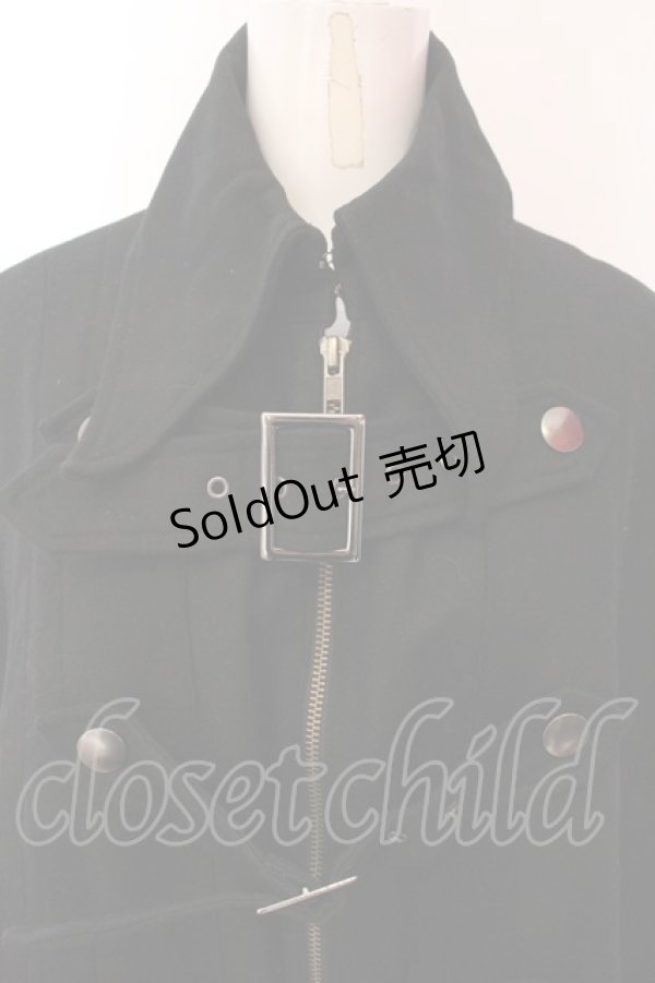 画像2: BPN FOR MEN / ベルテッドロングマント M ブラック O-25-02-27-025-GO-CO-IG-ZT-C056 (2)