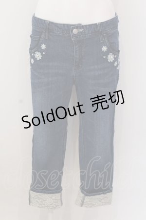 画像: axes femme / フラワーパールレースストレッチデニムパンツ L インディゴ O-25-02-28-001-AX-PA-IG-OS