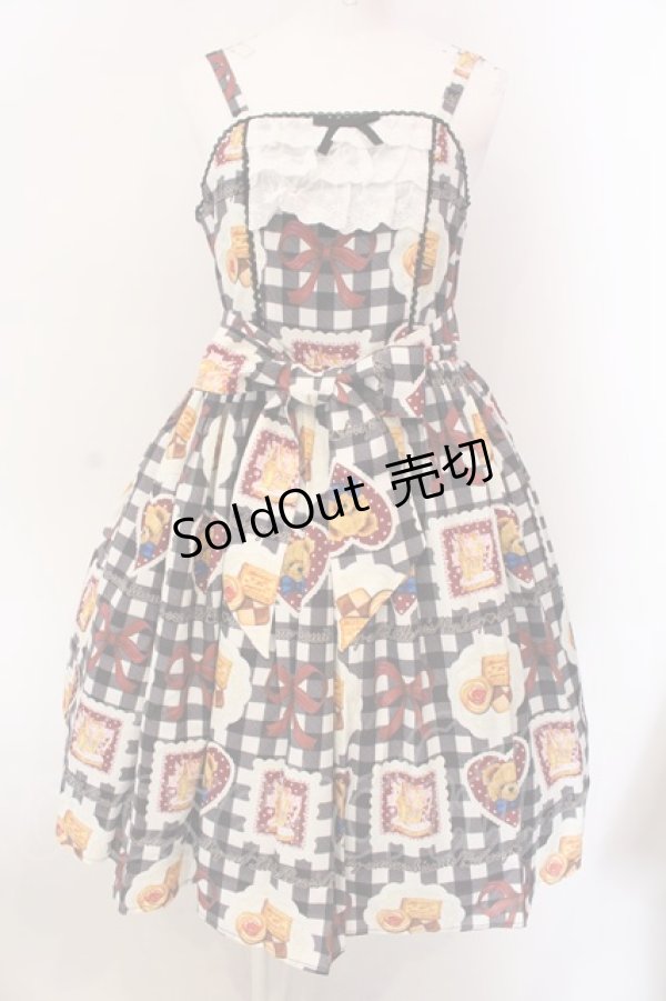 画像1: axes femme kawaii / ベアズベーカリー柄ジャンスカ M クロ O-25-02-28-031-AX-OP-IG-OS (1)