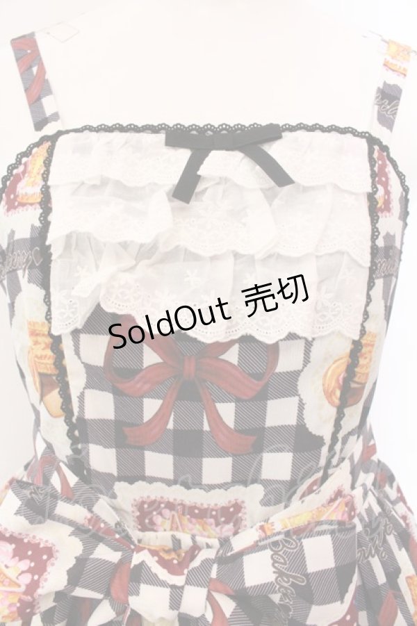 画像2: axes femme kawaii / ベアズベーカリー柄ジャンスカ M クロ O-25-02-28-031-AX-OP-IG-OS (2)