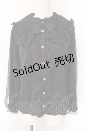 画像: axes femme kawaii / クロスチュールブラウス M クロ O-25-02-28-040-AX-BL-IG-OS