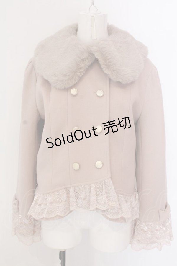 画像1: axes femme / 裾レースショートコート M ピンク O-25-02-28-045-AX-CO-OW-OS (1)
