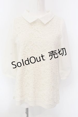 画像: axes femme / レース切り替え襟付きトップス M アイボリー O-25-02-28-006-AX-TO-IG-OS