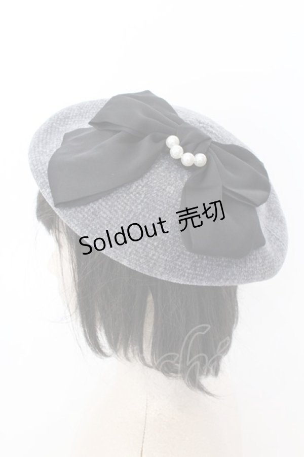 画像1: axes femme / リボン付きモールニットベレー  グレー O-25-02-28-1041-AX-AC-IG-OS (1)