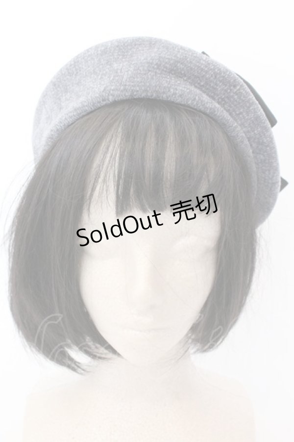 画像2: axes femme / リボン付きモールニットベレー  グレー O-25-02-28-1041-AX-AC-IG-OS (2)