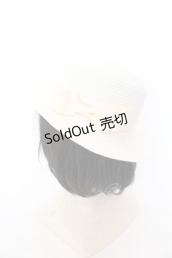 画像1: m petit by misako / リボンカンカン帽 57.5ｃｍ キナリ O-25-02-28-1052-LO-AC-OW-OS (1)