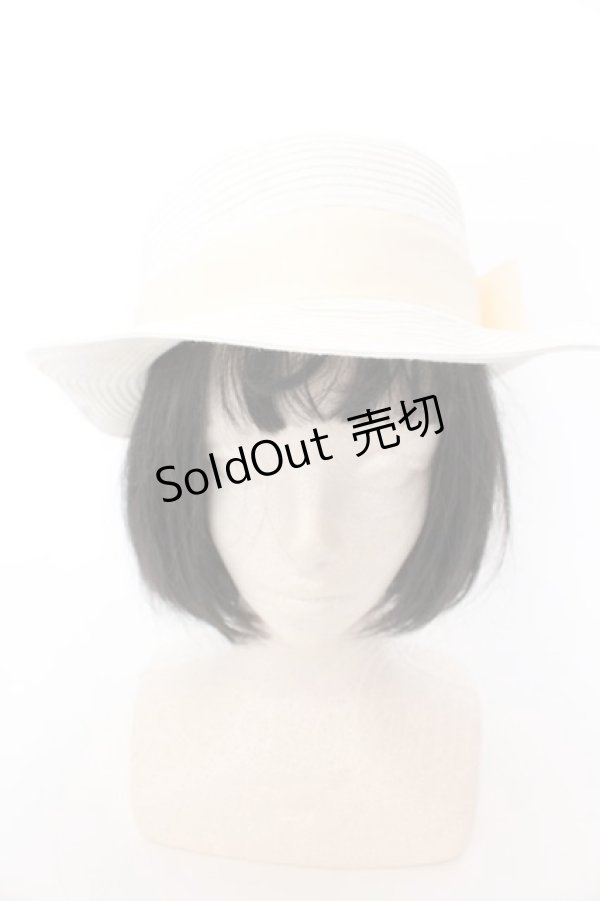 画像2: m petit by misako / リボンカンカン帽 57.5ｃｍ キナリ O-25-02-28-1052-LO-AC-OW-OS (2)