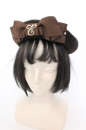 画像: Enchantlic Enchantilly / Cat Earsロゴ刺繍ベレー帽  ブラウン O-25-02-28-1060-LO-AC-OW-OS