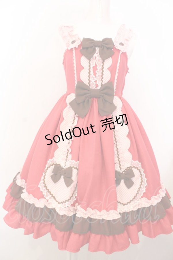 画像1: Angelic Pretty / Waffle Heartジャンパースカート（2022年）  アカ O-25-02-28-1012-AP-OP-OW-OS (1)