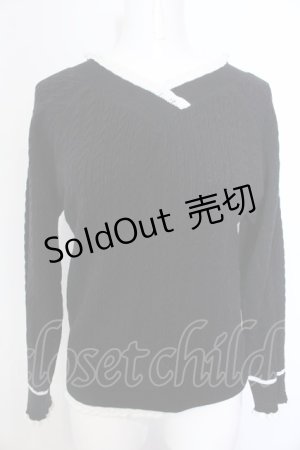 画像: 【SALE】axes femme / バイカラーVネックニットプルオーバー M クロ O-25-02-28-1024-AX-TO-OW-ZT114