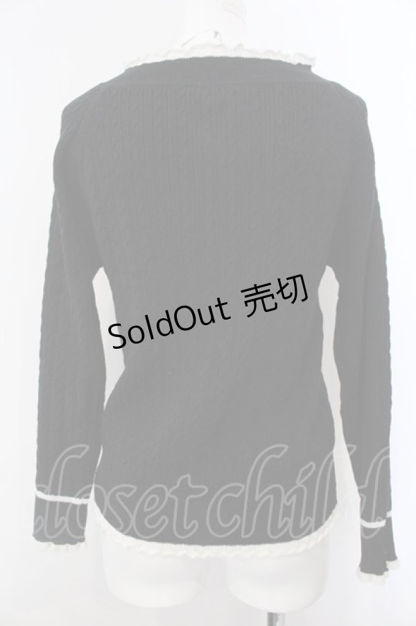 画像2: 【SALE】axes femme / バイカラーVネックニットプルオーバー M クロ O-25-02-28-1024-AX-TO-OW-ZT114 (2)