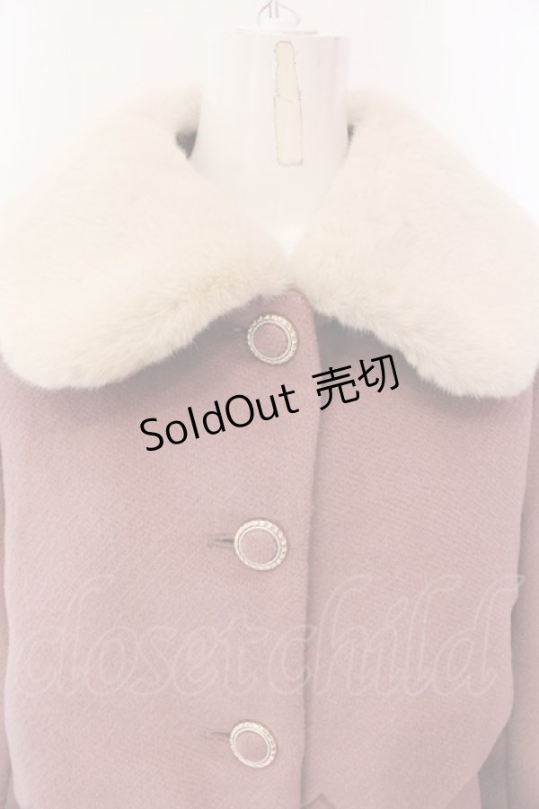 画像2: axes femme POETIQUE / ファー襟スカラップコート M ピンク O-25-02-28-057-AX-CO-OW-OS (2)