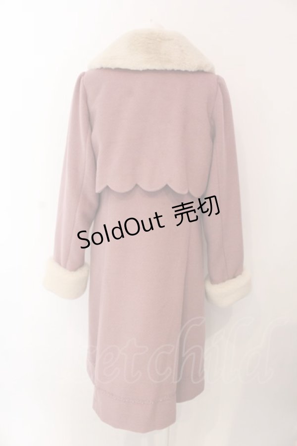 画像4: axes femme POETIQUE / ファー襟スカラップコート M ピンク O-25-02-28-057-AX-CO-OW-OS (4)