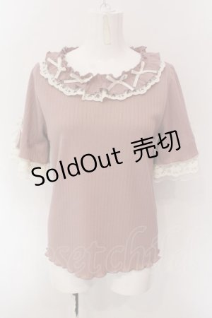 画像: axes femme / リボン×レース×フリルプルオーバー F ピンク O-25-02-28-058-AX-TO-OW-OS