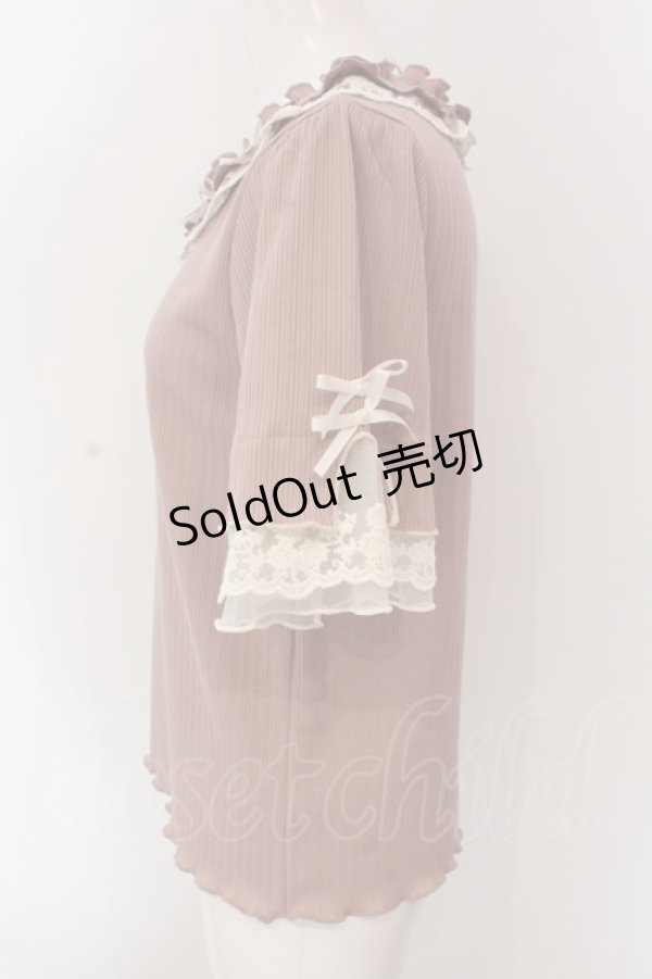 画像3: axes femme / リボン×レース×フリルプルオーバー F ピンク O-25-02-28-058-AX-TO-OW-OS (3)