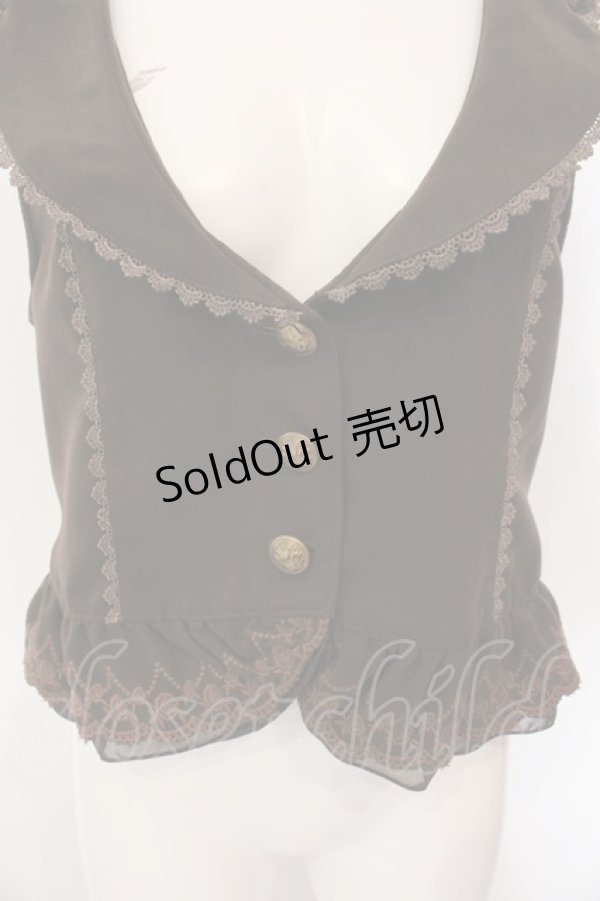 画像2: axes femme / 裾刺繍ベスト M ブラウン O-25-02-28-059-AX-TO-OW-OS (2)