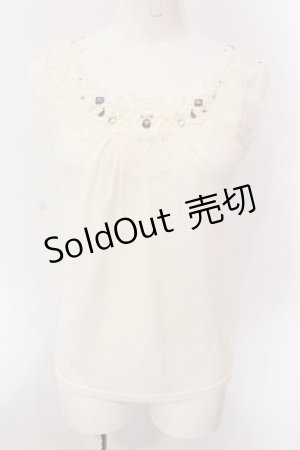 画像: axes femme / ビジュー×レース使いタンク F シロ O-25-02-28-062-AX-TO-OW-OS