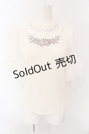画像: axes femme / バラの花刺繍レース切替プルオーバー F キナリ O-25-02-28-064-AX-TO-OW-OS