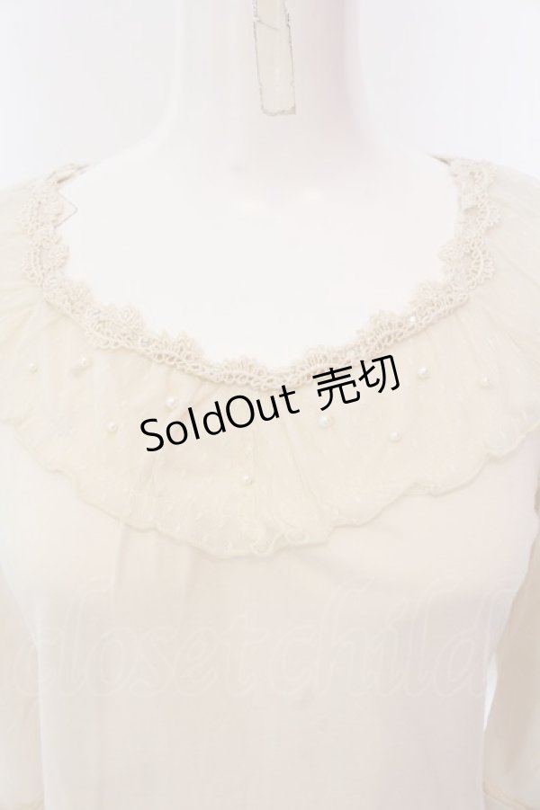 画像2: axes femme / レースパール配色カットソー M アイボリー O-25-02-28-008-AX-TO-IG-OS (2)