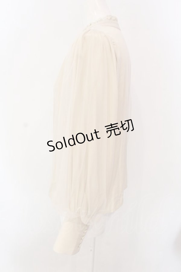 画像2: axes femme / 袖チュールブラウス M キナリ O-25-02-28-067-AX-BL-OW-OS (2)