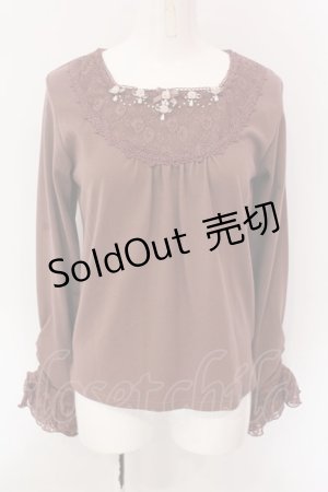 画像: axes femme / サテンローズデザインプルオーバー F モカ O-25-02-28-072-AX-TO-OW-OS
