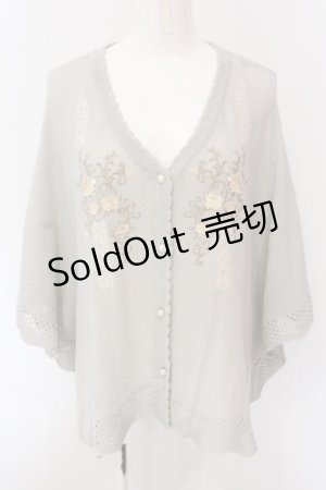 画像: axes femme / レース×ローズ刺繍ポンチョ F グリーン O-25-02-28-076-AX-TO-OW-OS