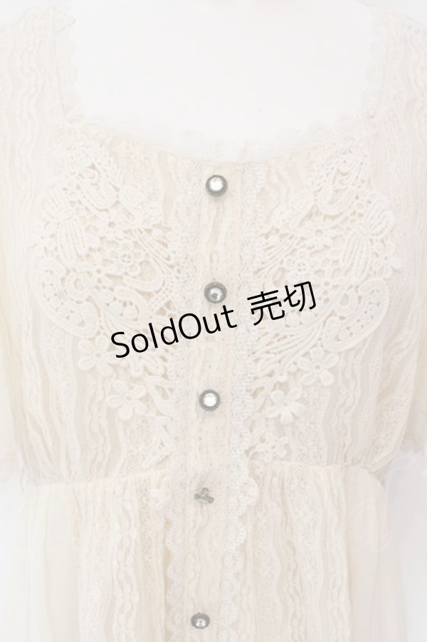画像2: axes femme / レース×シフォンドレス風ワンピース F キナリ O-25-02-28-078-AX-OP-OW-OS (2)