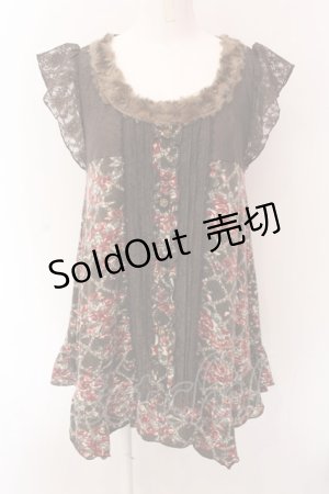 画像: axes femme / 起毛ローズ柄チュニック M ブラウン O-25-02-28-082-AX-TO-OW-OS