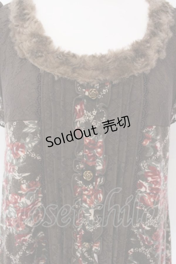 画像2: axes femme / 起毛ローズ柄チュニック M ブラウン O-25-02-28-082-AX-TO-OW-OS (2)