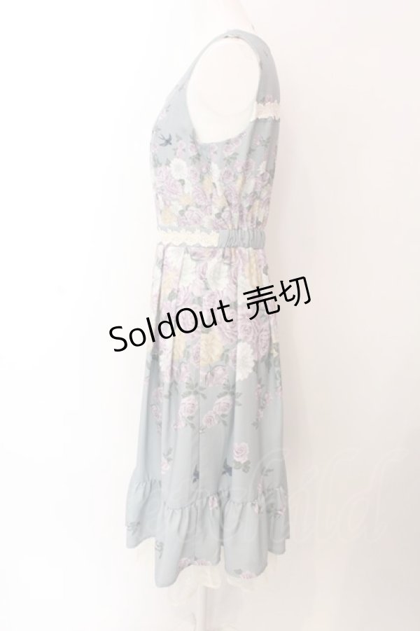 画像3: axes femme / 蔓薔薇柄ノースリワンピース F グリーン O-25-02-28-085-AX-OP-OW-OS (3)