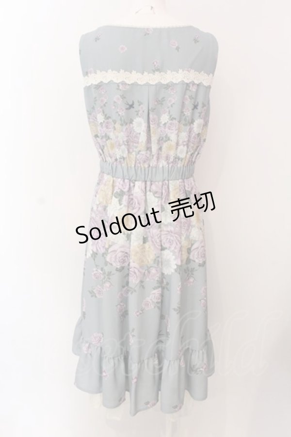 画像4: axes femme / 蔓薔薇柄ノースリワンピース F グリーン O-25-02-28-085-AX-OP-OW-OS (4)