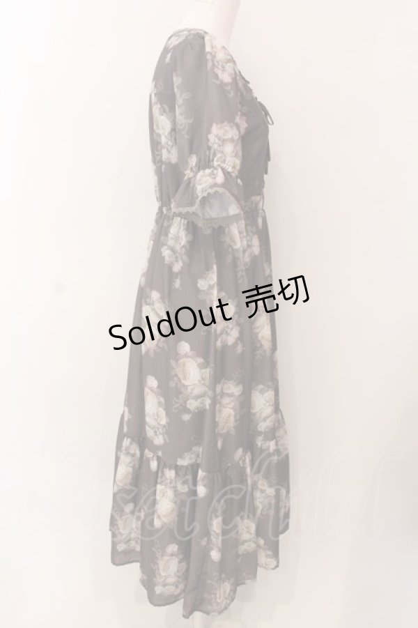 画像3: axes femme / ミルフィーユローズ柄ワンピース M ブラウン O-25-02-28-088-AX-OP-OW-OS (3)