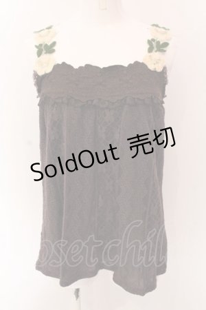 画像: axes femme / フラワーモチーフ使いキャミ M パープル×ブラウン O-25-02-28-090-AX-TO-OW-OS