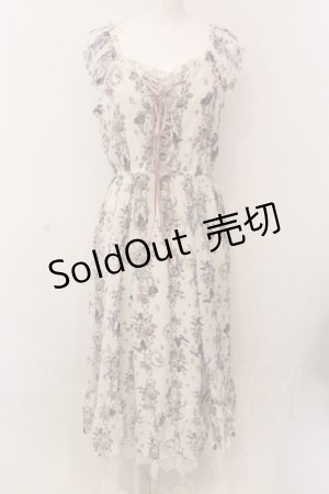 画像: axes femme / パピヨンローズ柄編上ワンピース F キナリ O-25-02-28-091-AX-OP-OW-OS