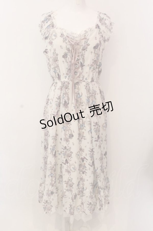 画像1: axes femme / パピヨンローズ柄編上ワンピース F キナリ O-25-02-28-091-AX-OP-OW-OS (1)