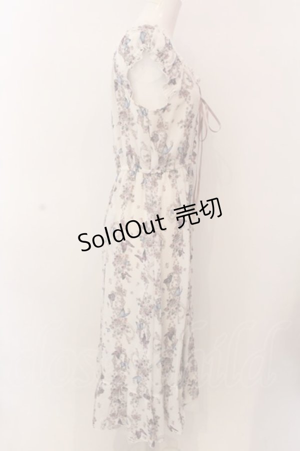 画像3: axes femme / パピヨンローズ柄編上ワンピース F キナリ O-25-02-28-091-AX-OP-OW-OS (3)