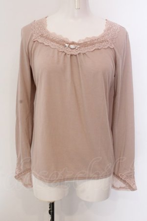 画像: axes femme / ストーン付きインナーカットソー M ピンクベージュ O-25-02-28-012-AX-TO-IG-OS