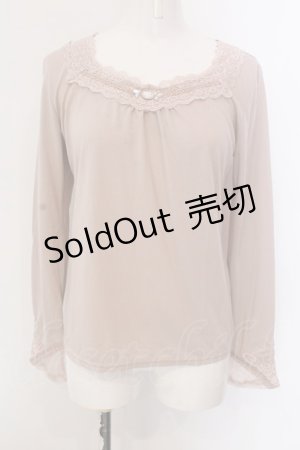 画像: axes femme / ストーン付きインナーカットソー M ピンクベージュ O-25-02-28-012-AX-TO-IG-OS