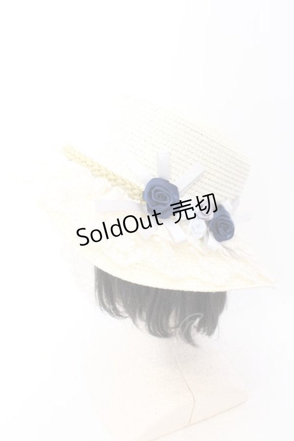 画像1: axes femme / 巻き薔薇レース雑材カンカン帽 57ｃｎ キナリ O-25-02-28-108-AX-AC-OW-OS (1)