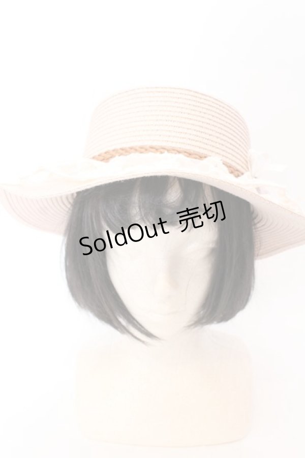 画像2: axes femme / 巻き薔薇レース雑材カンカン帽 57ｃｍ ピンク O-25-02-28-109-AX-AC-OW-OS (2)