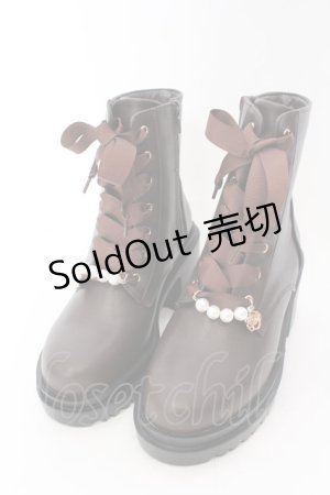 画像: axes femme / パールチャーム付ミドルブーツ S ブラウン O-25-02-28-110-AX-SH-OW-OS