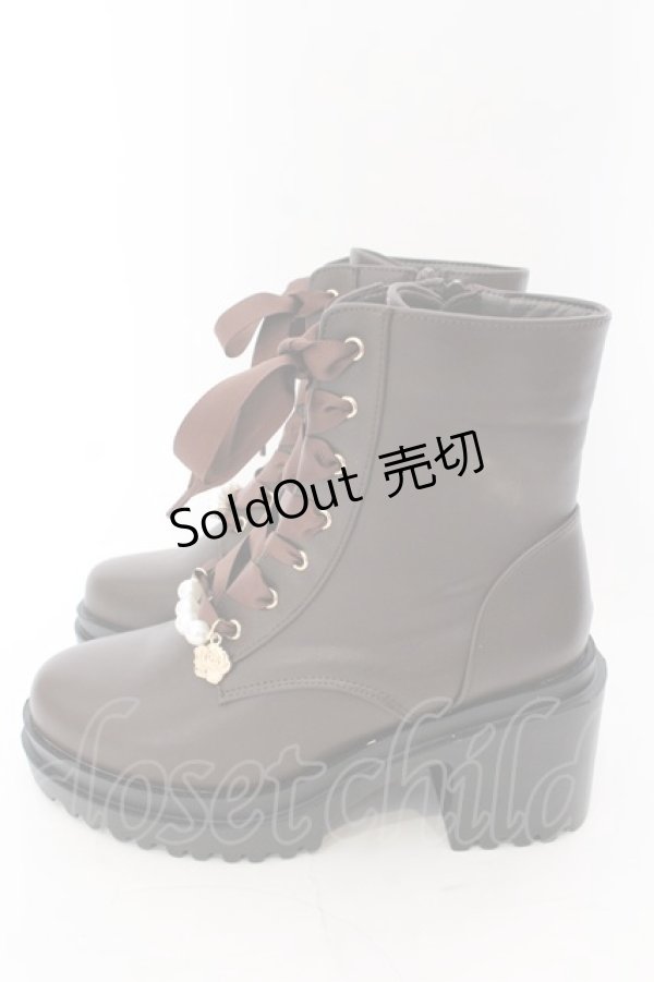 画像2: axes femme / パールチャーム付ミドルブーツ S ブラウン O-25-02-28-110-AX-SH-OW-OS (2)