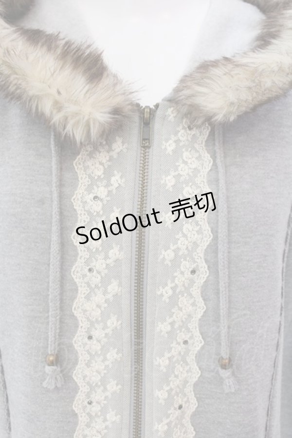 画像2: axes femme / ファー付き裏起毛パーカー  グレー O-25-02-28-014-AX-TO-IG-OS (2)